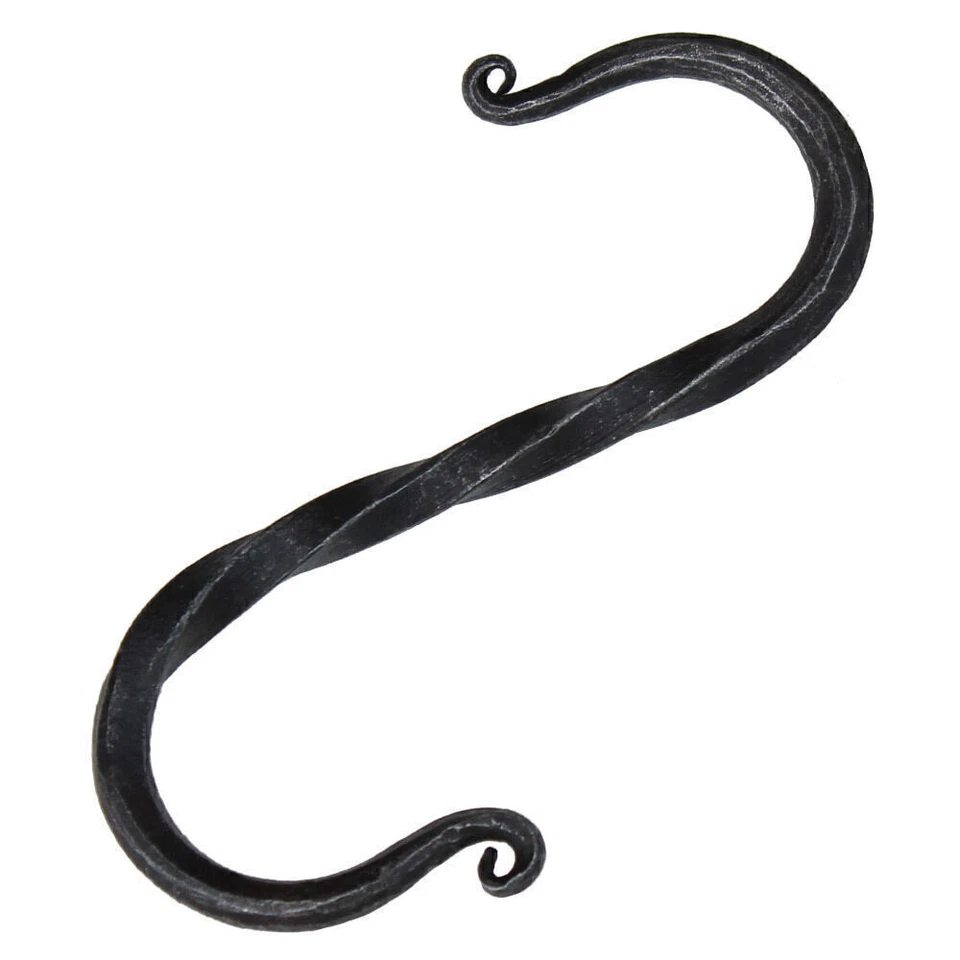 Medieval Encampments Wrought Iron S Hooks Hand Forged with Scrolls Black