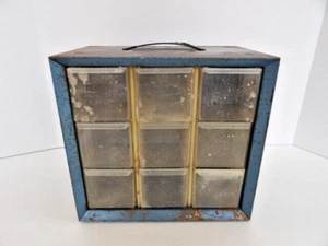 Vintage 9 Large Drawer METAL Akro Mils Storage Cabinet Organizer Crafts Parts - Picture 1 of 10