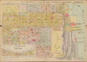 1909 WEST NEW YORK, NORTH BERGEN, GUTTENBERG HUDSON COUNTY, NEW JERSEY ATLAS KARTE - Bild 1 von 3