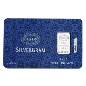 8 BARS IN PACKAGE! 2.5 gram Silver IGR Bar with Assay! New / Uncirculated 999.0 - Picture 1 of 1