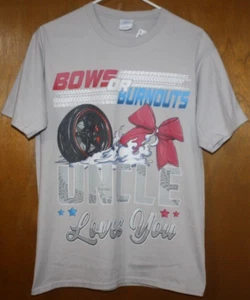 Mens Funny Graphic T-Shirt Gray SS Sz M Bows Or Burnouts Ateisure Cotton Men NWT - Picture 1 of 4