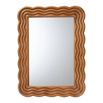 Baxton Studio Acantha Modern Walnut Brown Scallop Framed Accent Mirror - Image 1 of 3
