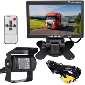 7" LCD Monitor Car Rear View Kit + Bus RVs Trailer Truck Reversing Backup Camera - Picture 1 of 24