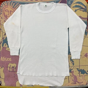 Hanes Thermal Shirt Mens XL White Waffle Knit Long Sleeve Crewneck Base Layer - Picture 1 of 9