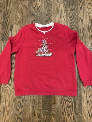 Винтажный Breckenridge толстовка рождественская елка животных женщин L красный бабушка недостаток - Изображение 1 из 4