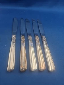 Lot of 5 Oneida GAY ADVENTURE Prestige Dinner Knives Silverplate 8 1/2" - Picture 1 of 5