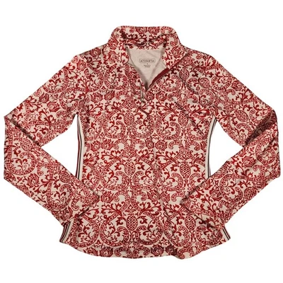 Athleta Small Activewear Pullover Top Red White Patterned Long Sleeve Athletic - Image 1 of 4