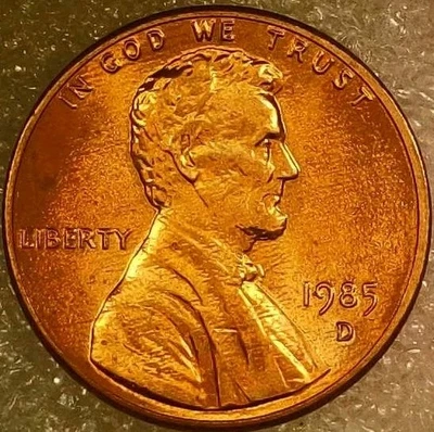 🔥 UNCIRCULATED (RED) 1985-D LINCOLN CENT DDO, DDR & RPM VARIETY - Image 1 of 4