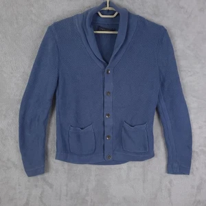 Rag & Bone Sweater Mens Medium Blue Shawl Collar Cardigan Waffle Knit Pockets - Picture 1 of 15