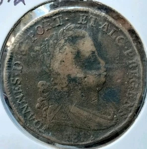 PORTUGAL KINGDOM JOAO VI 1812 40 REIS COPPER COIN CIRCULATED, THICK PLANCHET - Picture 1 of 4