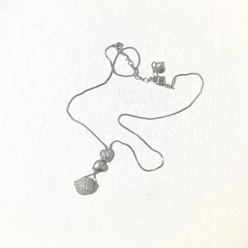 Collana Swarovski Cuore Regolabile Tono Oro Bianco Pavè Cristallo Pendente - Immagine 1 di 1