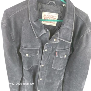 Levi's Trucker Jacke Herren 2XL Brushed Suede Dunkelblau Neu Etikett Y2K 90er Neu - Bild 1 von 8