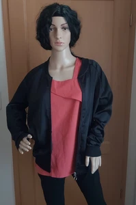 Coole schwarze Damen Satinoptikjacke Reißv. u. schrägen Taschen Gr. 42 Esmara - Bild 1 von 11