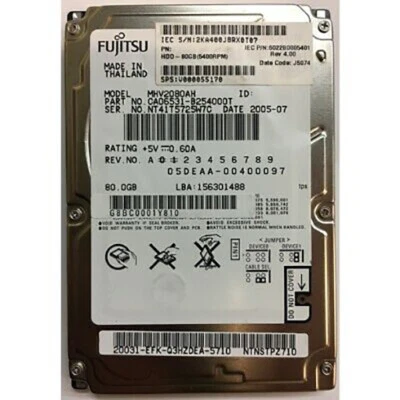Fujitsu MHV2120AH 120 GB 8MB 5400 RPM IDE/PATA 2.5" Internal Laptop Hard Drive - Image 1 of 2
