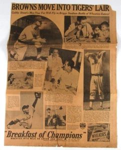 1938 Sporting News Detroit Tigers Baseball Wheaties Advertising Panel Page - Picture 1 of 7