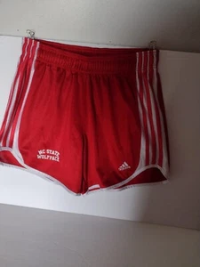 NC State Wolfpack NCAA Adidas Women's Red Mesh Waist 28-34 Shorts Drawstring - Picture 1 of 3