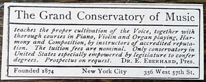 THE GRAND CONSERVATORY OF MUSIC Founded 1874 Ernest G.Eberhard 1902 Print Ad~NYC - Picture 1 of 2