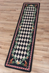 High Country Rooster Black Country Farmhouse Ranch Runner Rug 2'x8' - Picture 1 of 4