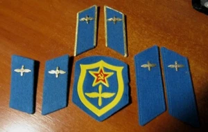 SOVIET UNIFORM  3 pairs AIR FORCES COLLAR TABS + CHEVRON - Picture 1 of 2