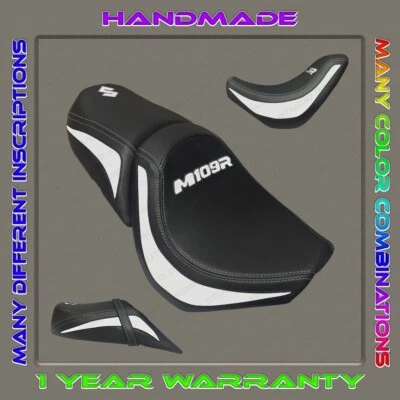CUSTOM Seat Cover Suzuki BOULEWARD M109R (INTRUDER M1800R) Black+White+wt 2006+ - Image 1 of 4