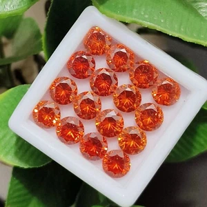 Round Cut Zircon Orange Color 20 Pcs Natural CERTIFIED Loose Gemstone 4 MM Lot - Picture 1 of 7