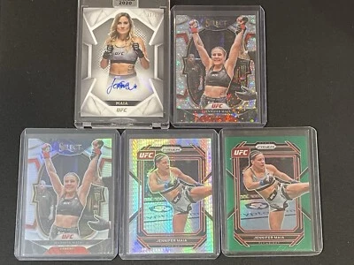 5x UFC Jennifer Maia Insert Lot- Autograph /25, Disco, Silver, Geometric, Green! - Image 1 of 4