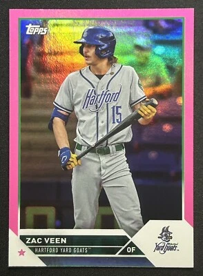 Zac Veen 2023 Pro Debut Fuchsia Foil /199 SP Yard Goats, Colorado Rockies - Image 1 of 4