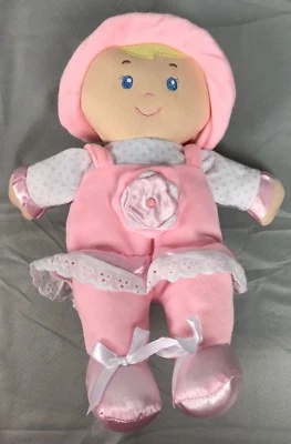 Kids Preferred Pink & White Carly Baby Doll Cloth Crinkle Rattle Stuffed 12" - Image 1 of 3