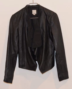 Halogen Women's Size Small Long Sleeve Black Leather Blazer Jacket Great Cond. - Picture 1 of 5