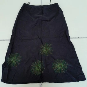 EPILOGUE Skirt 14 Black Midi Womens Elastic Waist Floral Embroidered - Picture 1 of 10