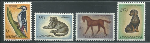 Luxembourg Scott # 376-379 MNH Animal Protection Cover
