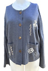 Vintage Cover Charge Sweater XLarge Gray Southwestern Hieroglyphics Aztec Button