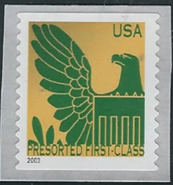 Scott#: 3801 - American Eagle: Green Eagle on Gold Backround - NDM Coil single - Image 1 of 1