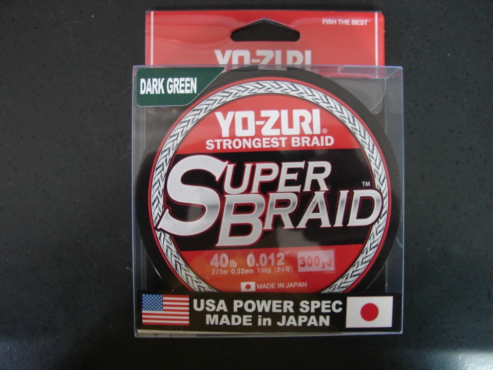 YO-ZURI SUPERBRAID Dark Green Fishing Line 40lb 300yd R1268-DG Super Braid - Image 1 of 1