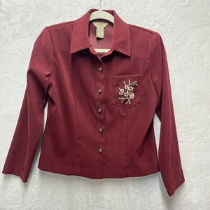 TEDDI Blazer Jacket Womens 4 Maroon Floral Embroidered Career Workwear - Picture 1 of 8
