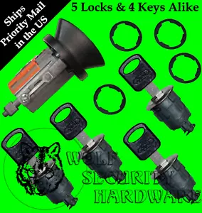 Ford Econoline Van Ignition & 4 Chrome Door Lock Cylinder W/4 OEM Ford Logo Keys - Bild 1 von 2