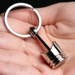 Silver Engine Piston Key Holder Pendant Car Metal Keychain Keyring Accessories - Foto 1 di 12