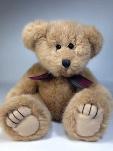 Wishpets Theodore Plush Teddy Bear Brown Stuffed Animal 1998 Plaid Bow -12" - Picture 1 of 8