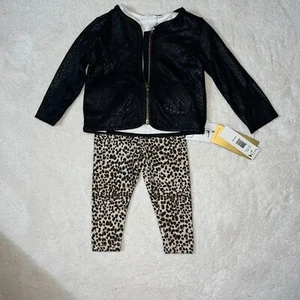 NWT Nicole Miller Girls Multicolor Jacket T-Shirt Leggings Outfit Set Size 12M - Picture 1 of 12