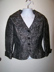 Maggie London Blazer Jacke Damen Größe 8 Grau & Silber Retro - Bild 1 von 6