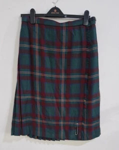 Highland Home Industries Tartan Kilt Size 14 Skirt 100% Wool Womens Red Teal - Picture 1 of 9