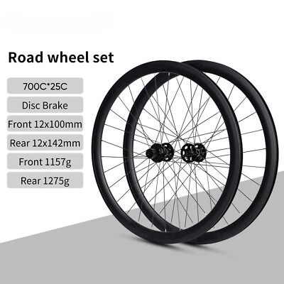 700C Clincher Road Bicycle Front Rear Wheelset Disc Brake Thru Axle Hub 28 32H - Image 1 of 4