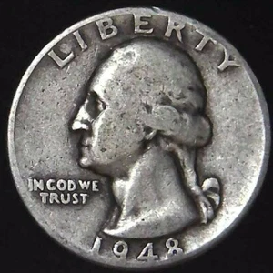 1948-D 25C Washington Quarter 90% Silver 21hut0317 - Picture 1 of 2