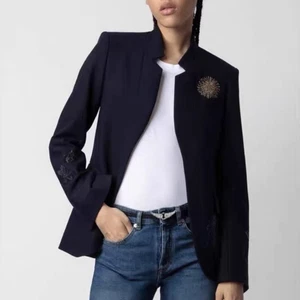 Zadig&Voltaire Damen Blazer französische Farbe Hot Diamond schlichter Kragen marineblau - Bild 1 von 12