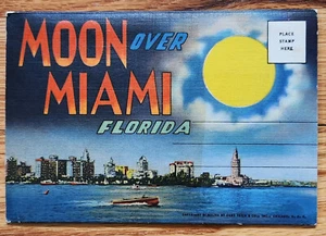 Moon Over Miami Florida Postcard Folder PC - 18 Postcards Circa 1950s - Picture 1 of 2
