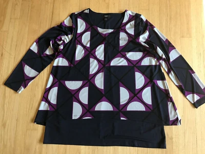 Womens Alfani 1X Geometric Layered Pullover Top Long Sleeve Black Purple Gray - Image 1 of 3