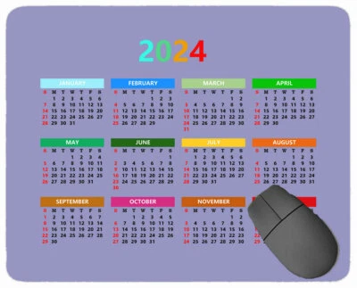 Calendar 2024 Year Mouse Pad,solid Color Mouse Pad with Stitched Edge - Image 1 of 4