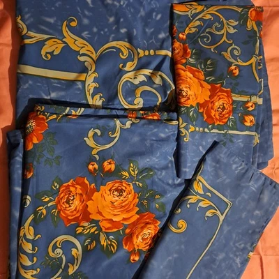 Bettwäsche QVC blauer Grund mit Ornament-Blumenmuster - Bild 1 von 2