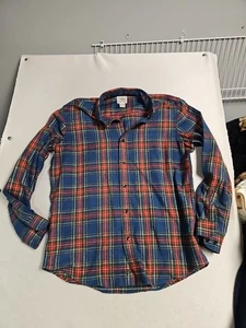 LL Bean Flannel Shirt Mens Large Scotch Plaid Gray Red Button Slightly Fitted - Picture 1 of 5