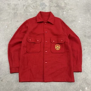 Vtg Boy Scouts BSA Official Jacket Men’s L 60s Red Wool Coat W/ Patch USA - Picture 1 of 9